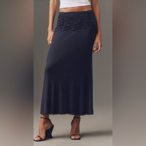 Maeve Ruched Yoke Column Maxi Skirt - Picture 2 of 5